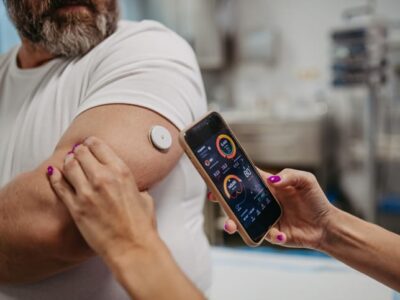 World diabetes day - man getting glucose level checked