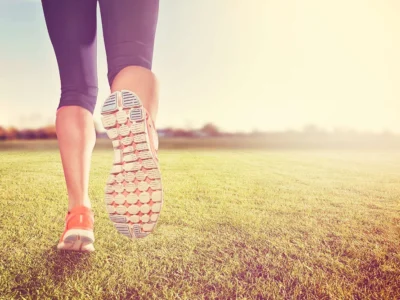 Woman running in a park