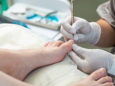 Podiatrist treating an ingrown toenail