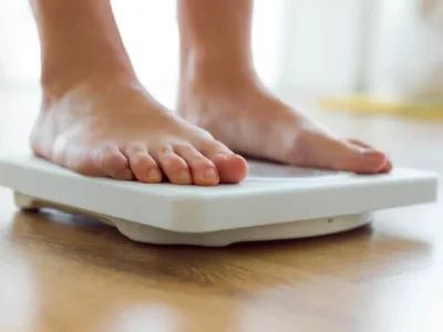 woman weighing herself