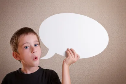 Child with an empty speech bubble