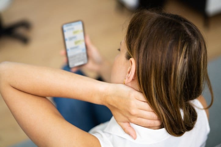 Strained neck from looking at a phone