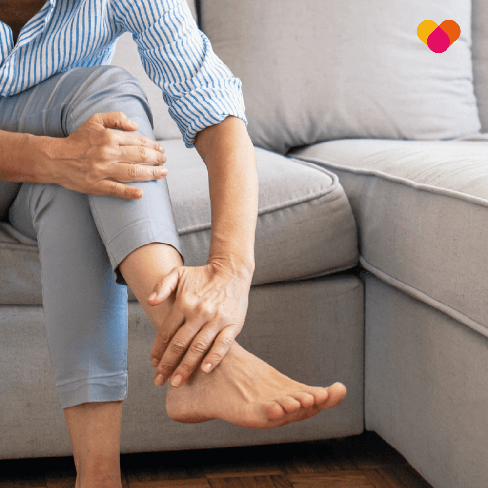 Woman with footpain due to diabetic neuropathy