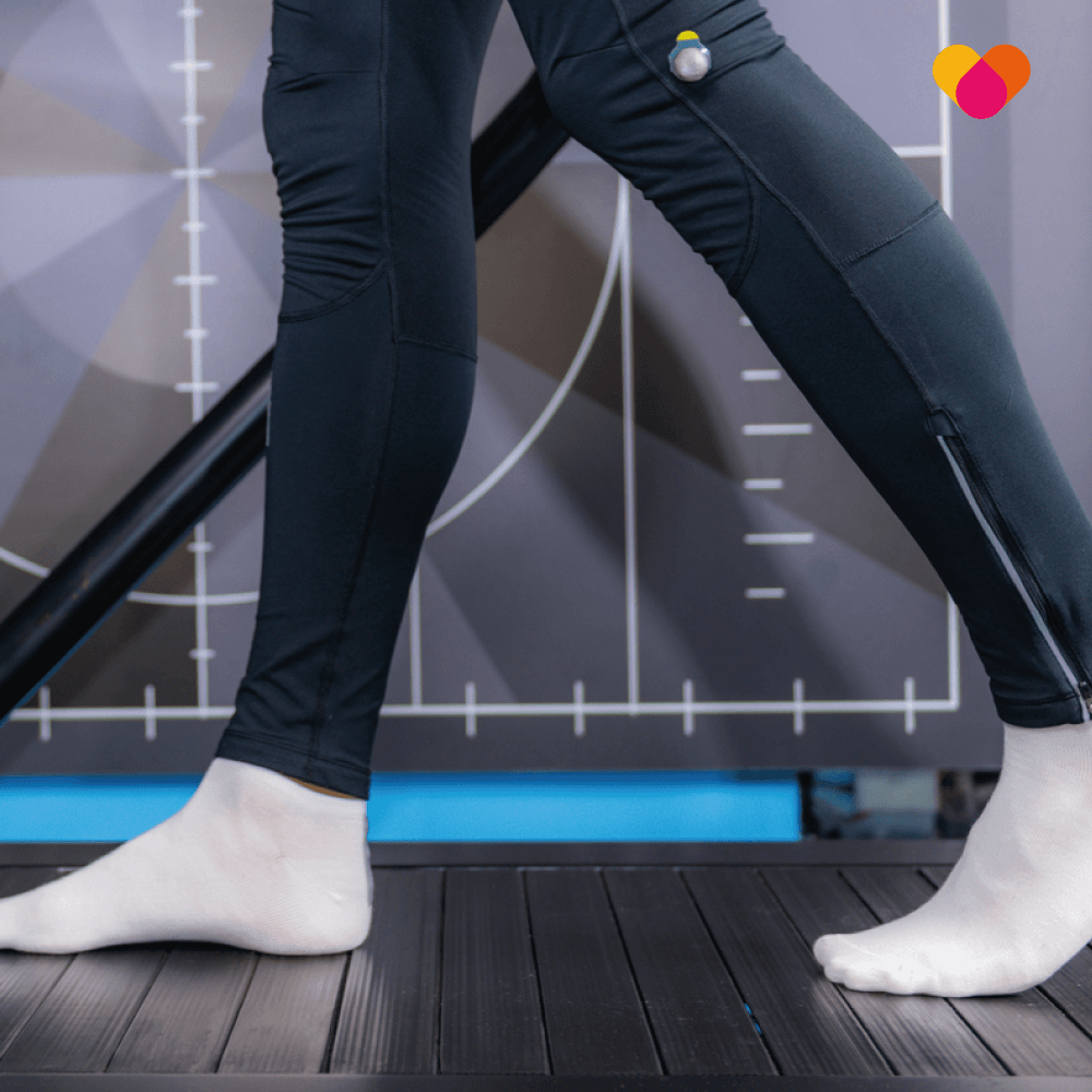 Young man undergoing gait analysis with podiatrist