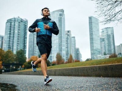 man jogging in the city