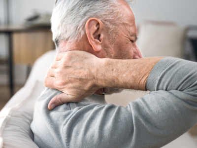 Man with pain in neck from untreated injury