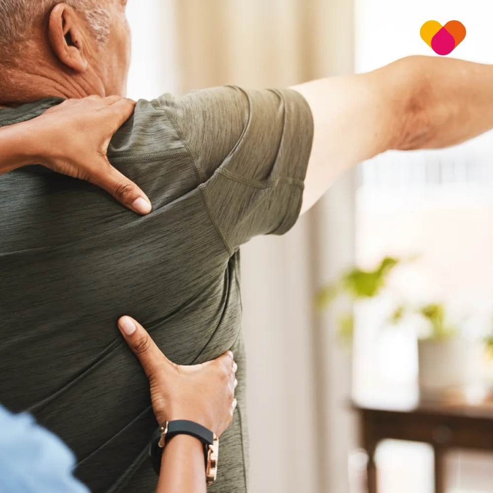 Elderly person receiving Physiotherapy treatment in a nursing home