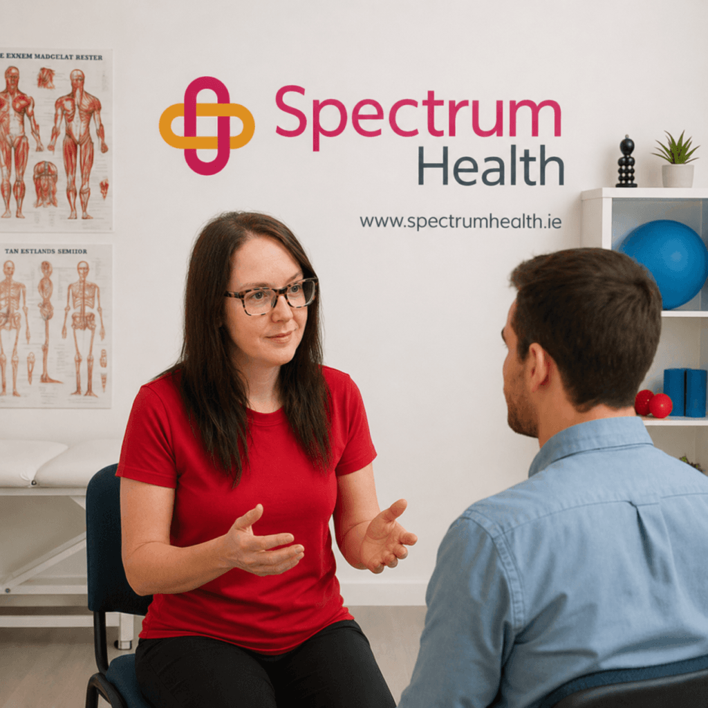 Spectrum Health Podiatrist Ciara Shorthall having a conversation with a patient