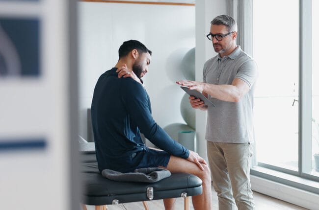 Image of a patient with physiotherapist at Spectrum Health clinic